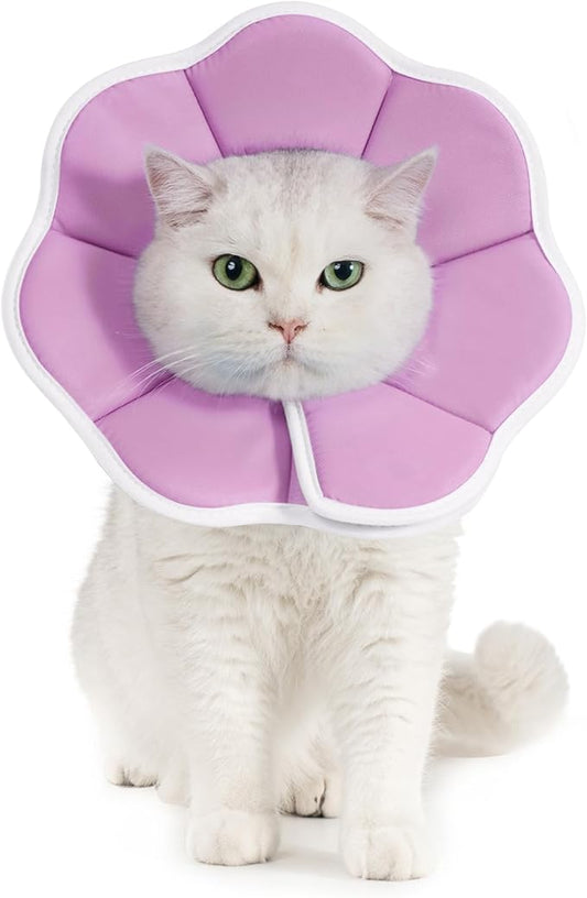 Avont Soft Cat Recovery Cone Collar, Adjustable Lightweight Kitten E-Collar for Small Dogs, Comfortable Neck Donut Stop Licking Scratching After Surgery -Purple(M)-PawvioPets