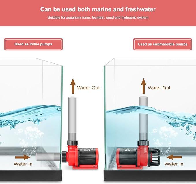 2640GPH 80W Aquarium DC Retrun Pump With LCD display Controller,DC24V 18FT Lift Controllable water pump for fresh and marine water fish tank,100 speeds ECO Quiet inline and submersible pump-PawvioPets