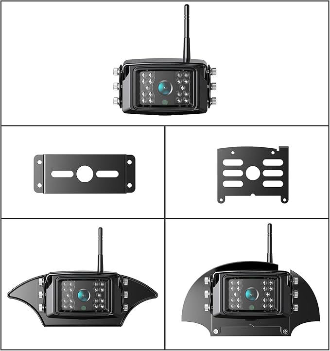 Fookoo 1080P 7" Wireless Backup Camera System, 7" HD Dual/Quad Split Monitor with Recording, IP69 Waterproof Rear View Front View Cameras with Parking Lines, Suits for RV/Truck/Trailer/Van/Bus(DW702)-PawvioPets