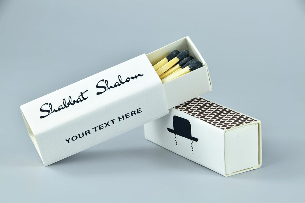 Customizable Personalized Matchboxes – Set of 10 – Shabbat Shalom Design – Colorful Matches & Matchsticks – Perfect for Shabbat (2" Matchsticks, Shabbat #1)