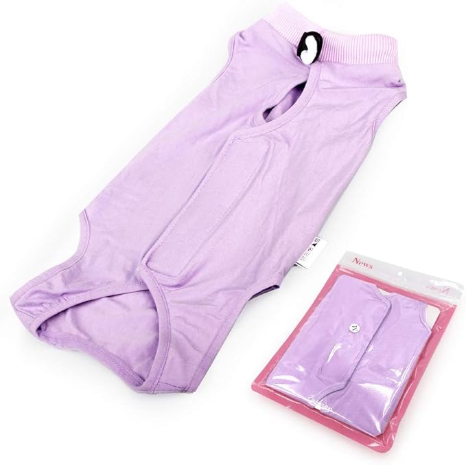 DOTON Cat Recovery Suit for Male and Female Surgical Post Surgery Soft Cone Onesie Shirt Clothes Neuter Licking Protective Diapers Outfit Cover Kitten Spay Collar(L, Purple)-PawvioPets