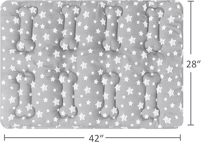 Dog Crate Mat (42" X 28") 2 Pack, Soft Dog Bed Mat with Cute Prints, Personalized Crate Pad, Anti-Slip Bottom, Machine Washable Kennel Pad, Grey-PawvioPets