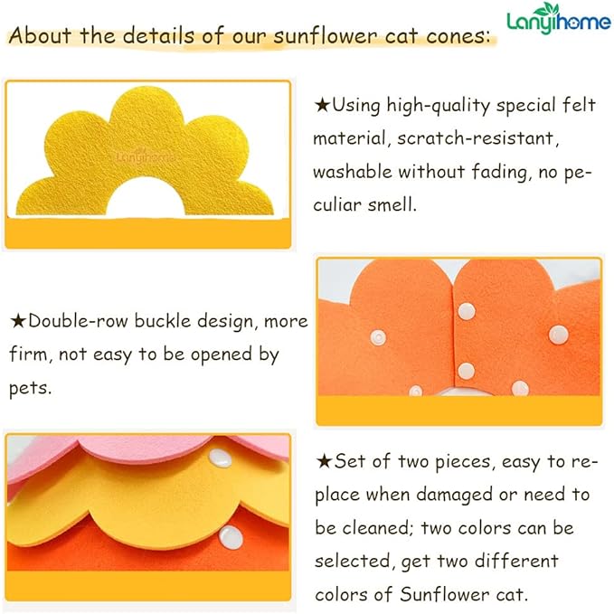 Adjustable Recovery Collar - Cute Flower Neck Cones After Surgery, Set of 2 E Collars for Kitten and Cats S Size (2 pcs)-PawvioPets