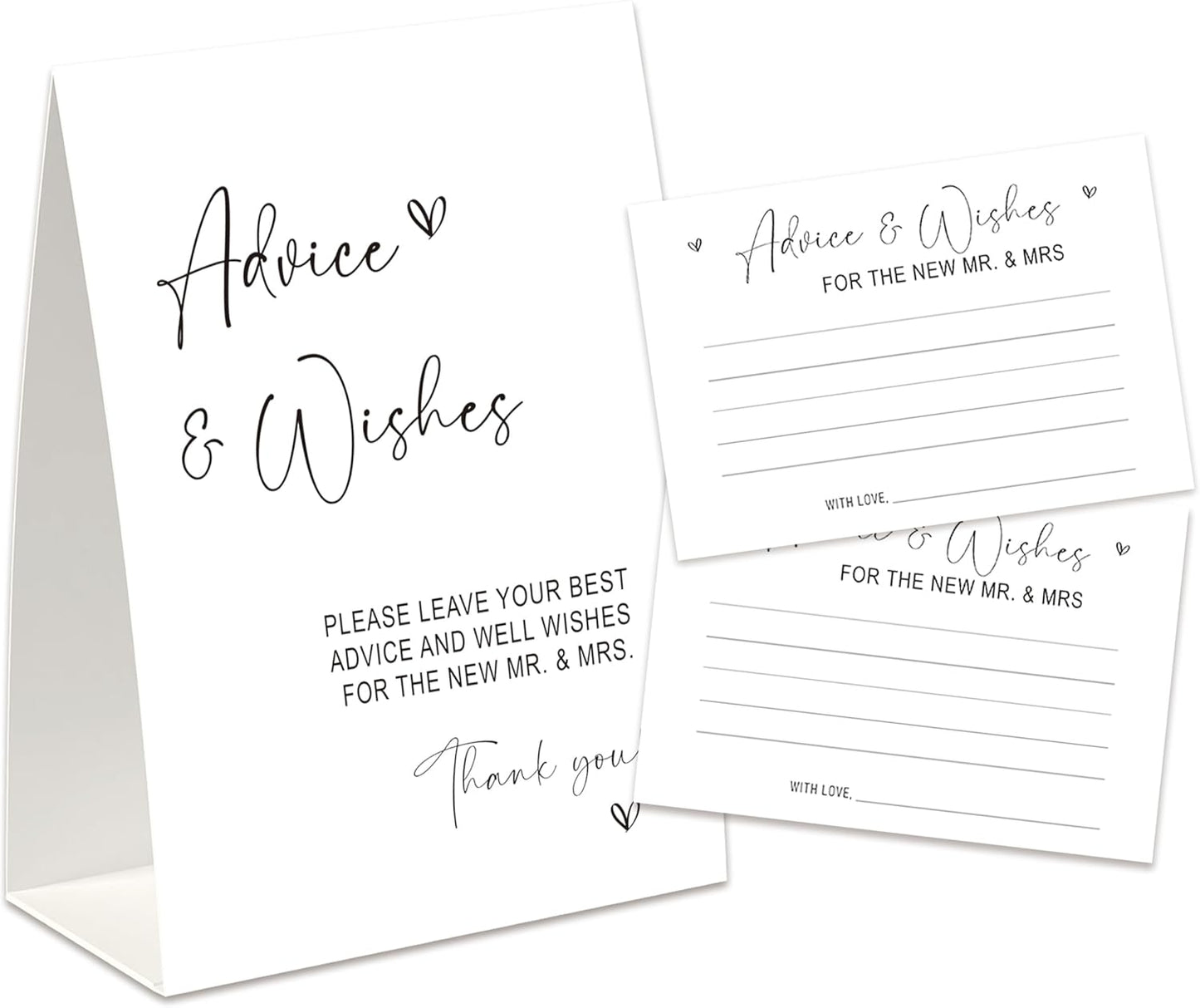 Advice and Wishes for The Mr and Mrs, Advice Cards for Bride and Groom 30 Pcs, Minimalist Theme, Bridal Shower Wedding Games and Decorations Supplies-ANWFM01