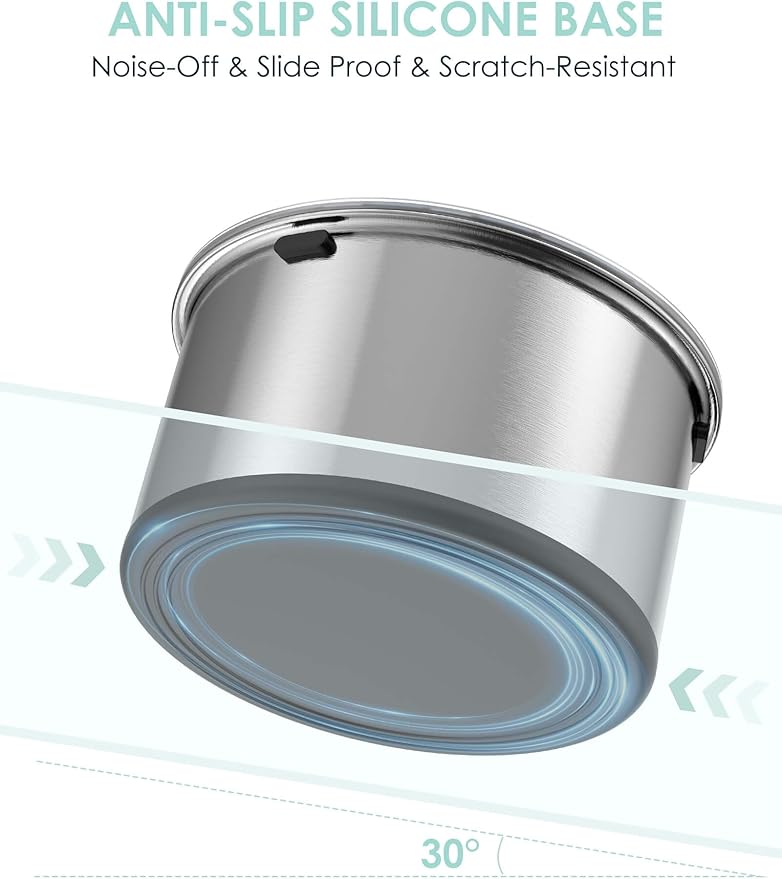 1Gallon Large Dog Water Bowl No Spill, [Anti Digging Lid & Rubber Bottom] Spill Proof Dog Bowl, Anti Splash Mess Dripless Slow Drinking Stainless Steel Water for Sloppy Messy Drinkers Car-PawvioPets