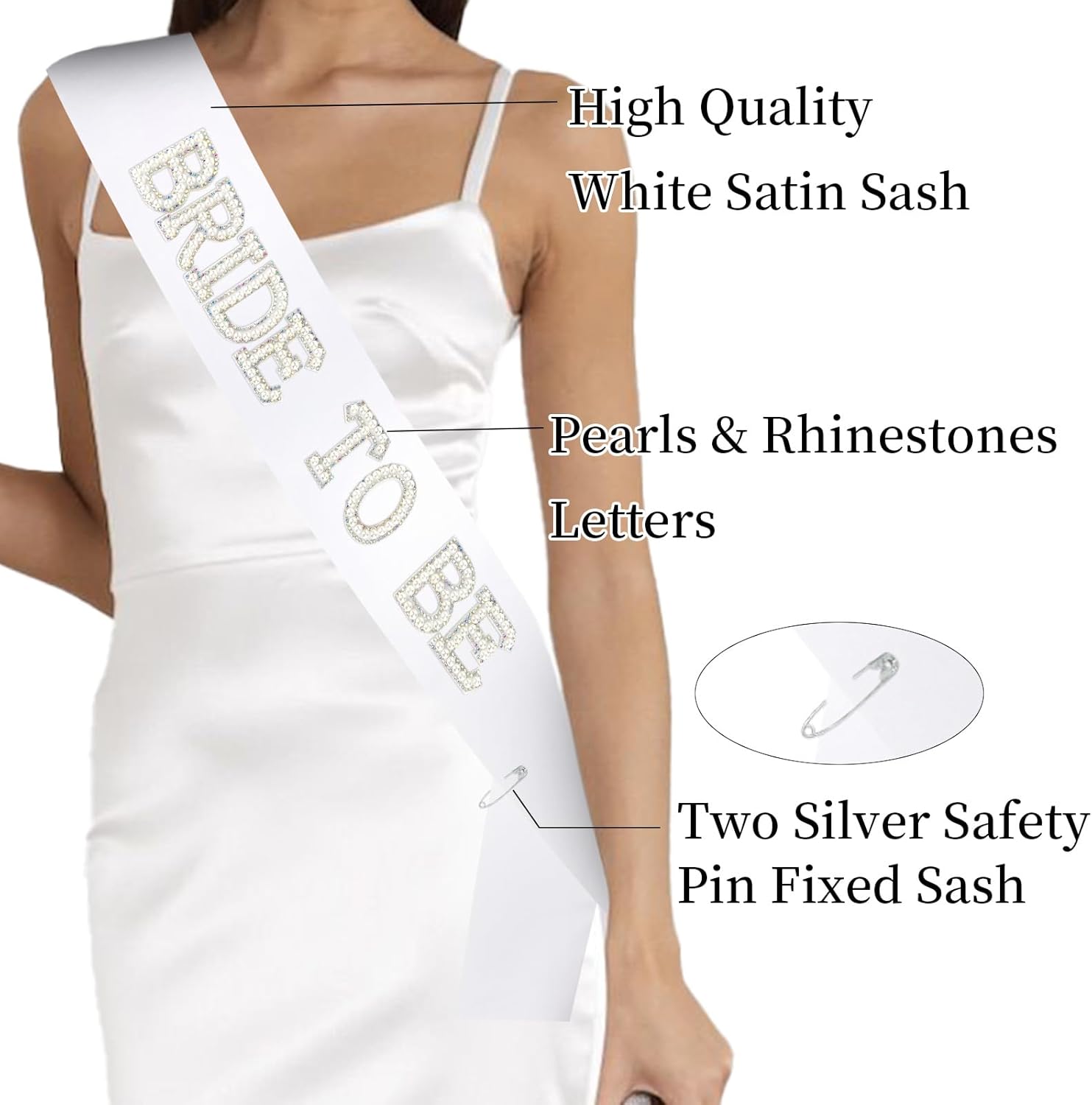 White Bride to Be Sash Bachelorette Party Decorations Bridal Shower Engagement Party Decorations