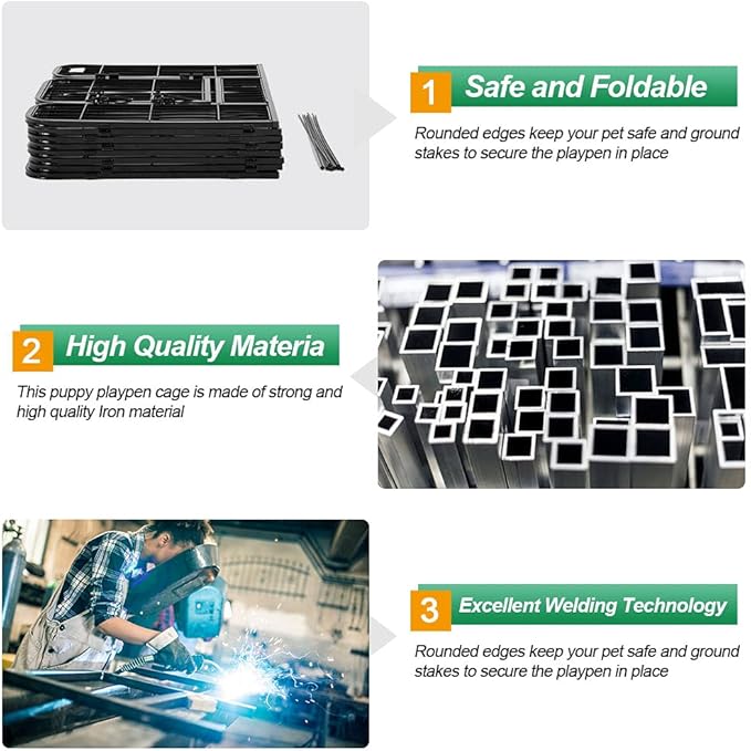 BestPet Dog Playpen Indoor 40 inch 24 Panels Metal Dog Pen Pet Dog Fence Outdoor Exercise Pen with Doors,Pet Puppy Playpen for RV Camping Yard, Black-PawvioPets