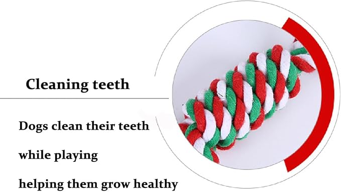 Dog Chew Toys,Dog Toys for Small Dogs and Medium Dogs for Boredom and Stimulating Teeth Cleaning Gum Massage Tug Christmas Dog Ball Rope Toy Set of 2-PawvioPets
