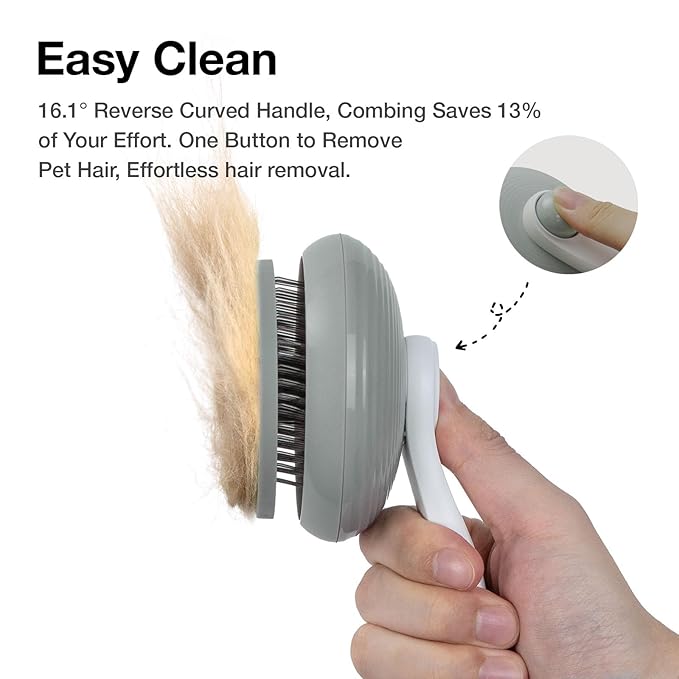 Cat Brush for Shedding, Pet Grooming Self Cleaning Slicker Brush for Cats & Dogs, Grey-PawvioPets