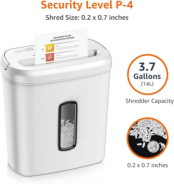 Amazon Basics Cross Cut Paper and Credit Card Shredder for Security - 8-Sheet, Heavy Duty, White-PawvioPets