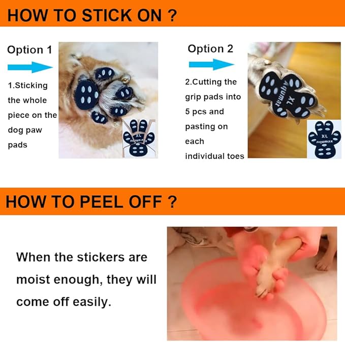 Dog Paw Protector Gripper Traction Pads,Dog Paw Covers,Foot Stickers in Summer Hot/Winter Cold Pavement,Dog Shoes Booties Socks Replacement,12 Sets (48 pcs) XXXL Black-PawvioPets