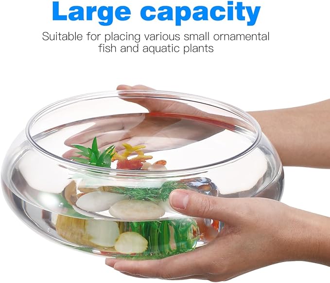 BESPORTBLE Transparent Desktop Aquarium Tank for Betta and Goldfish, 9.52x9.52x3.93 Inch Plastic Fish Bowl, 2800ml Shatterproof Fish Container for Home and Office Decor-PawvioPets