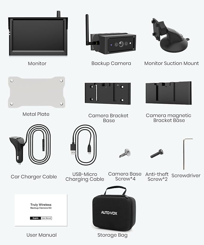 AUTO VOX Wireless Backup Camera Magnetic: 5" Portable No Wiring 1 Min Install Trailer Hitch Camera, 2-Channel HD 1080P Car Monitor & IR Night Vision Back Up Camera Systems for Truck, RV, Camper-PawvioPets