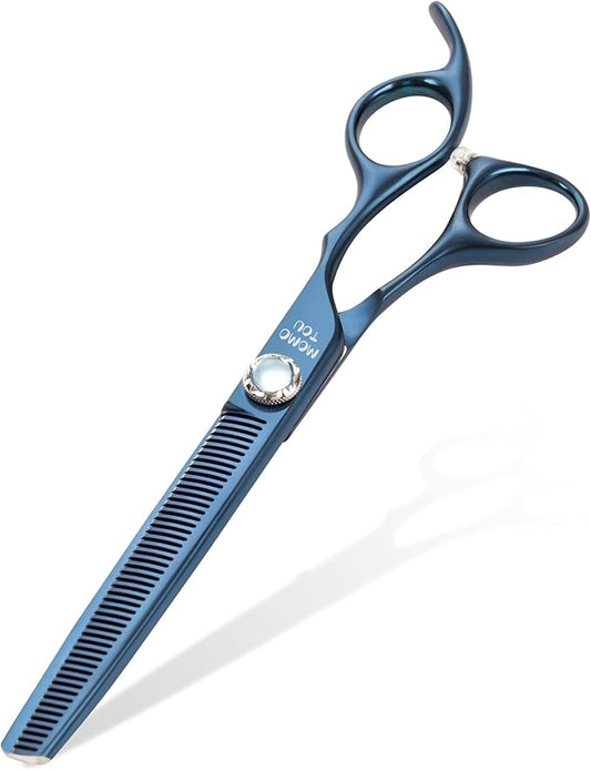 7 inch Matte Blue Thinning Dog Grooming Scissors Professional 440C Stainless Steel Dog Thinner Shears Smooth Cutting Comfortable Grip and Easy to Use for Groomers and Home Use-PawvioPets