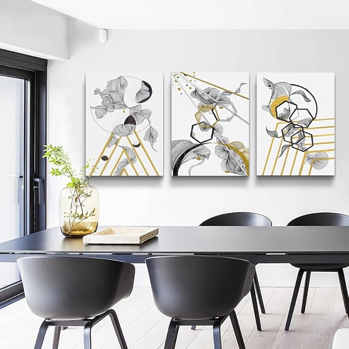 Canvas Wall Art For Living Room Large Size Modern Abstract Painting Bedroom Decoration Office Wall Decor Black And White Abstract pictures 3 Piece Framed Inspirational Posters Artworks Home Decor-PawvioPets