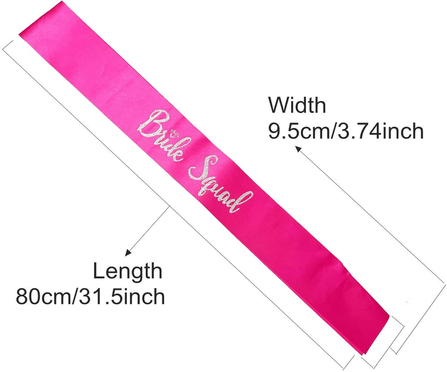 Bride Squad Sashes, 6 Pack Silver Glitter Bachelorette Party Sash for Bridal Shower Wedding Party Accessories Supplies Engagement Gifts Hot Pink