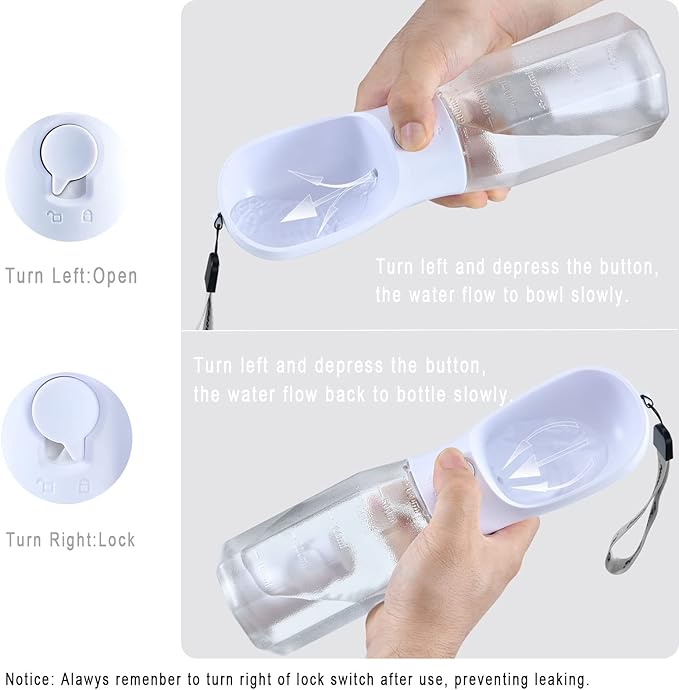 Dog Water Bottle with Food Container & Poop Bag Holder, Travel Water Bowl, Portable Pet Dispenser, Dog Stuff Accessories Items, Puppy Essentials Necessities for Yorkie Chihuahua Walking Hiking-PawvioPets