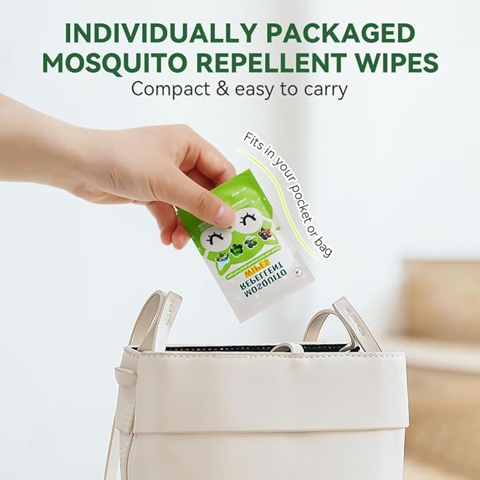 30 PCS Mosquito Repellent Wipes, Individually Wrapped Insect Repellent Wipes Made of Natural Plant-Based Essential Oils, Safe & Effective Insect Protection Perfect for Outdoor Activities, Long-Lasting-PawvioPets