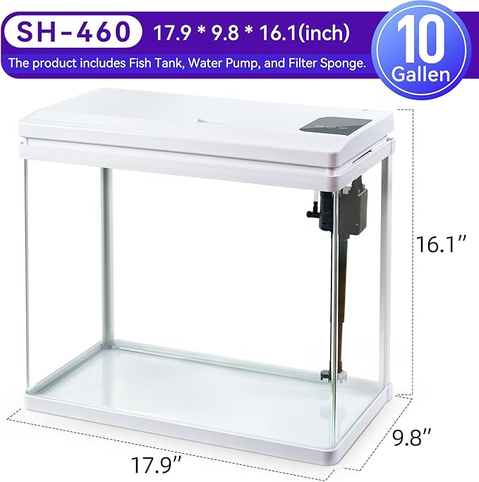 Beginner Betta Fish Tank Aquarium kit Intelligent Timed Shutdown, Seven LED Lights, Adjustable Brightness, High-Transparency Glass, Efficient Filtration Gallon (10 Gallon)-PawvioPets