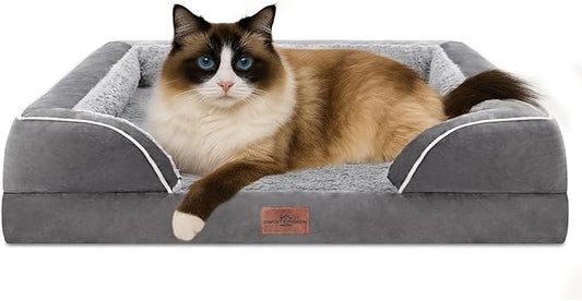 Comfort Expression Small Dog Beds Waterproof Cat Beds Orthopedic Foam Sofa Bed for Small Dogs Comfy Pet Bed with Washable Removable Cover & Non-Slip Bottom(XX-Small,Grey)-PawvioPets