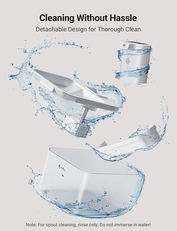 DownyPaws Battery Operated Cat Water Fountain, 84oz/2.5L Fursink Wireless Pet Water Fountain for Cats Inside, Automatic Dog Water Dispenser with Motion Sensor, Ultra Quiet Pump, BPA-Free, White-PawvioPets