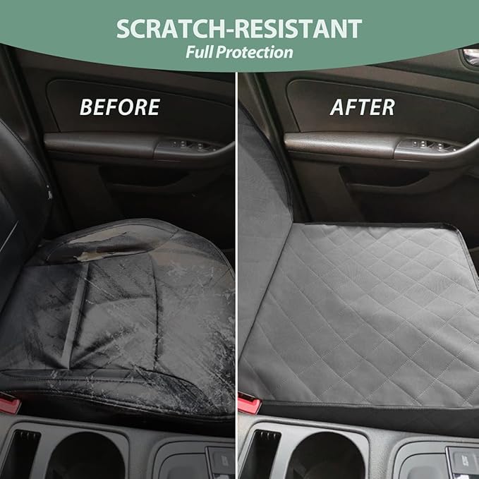 Dog Car Front Seat Cover with Side Flaps & Buckle Straps for Pet, 100% Waterproof 600D Oxford Single Seat Protector Heavy Duty Quilted Scratch Proof, Universal Size for SUV Truck, Grey-PawvioPets