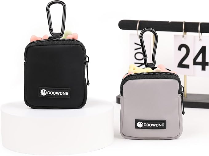 Dog Treat Pouch 2 PCS, Waterproof Small Dog Treat Bag for Leash, Hands Free Dog Walking Bag with Carabiner, Dog Poop Bag Holder for Pet Puppy Travel or Outdoor Use, Zipper Closure to Avoid Spilling-PawvioPets
