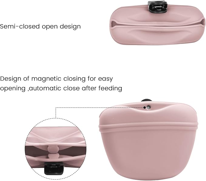 AUDWUD Silicone Dog Treat Pouch,With Dog Training Clicker,Clip on Portable Training Container,Convenient Magnetic Buckle Closing and Waist Clip-PawvioPets