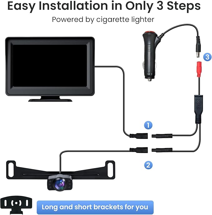 5'' HD 1080P Backup Camera, Backup Camera for Car, Reverse Rear Camera with Night Version 130° Wide Angle, Waterproof, Strong Signal for Car, Van, Truck, Trailer-PawvioPets