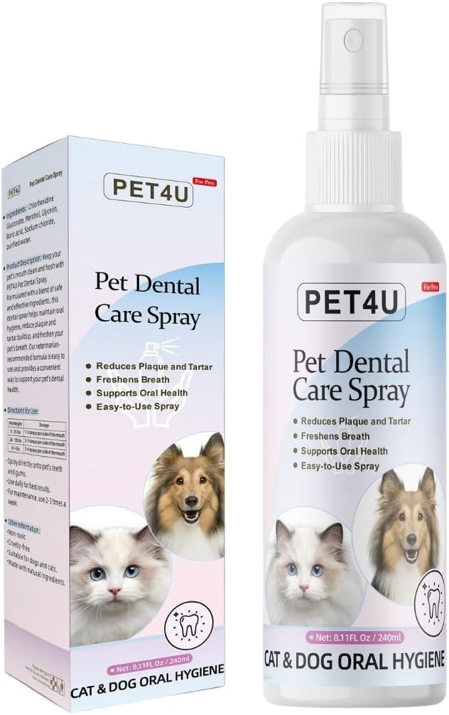 Dog Breath Freshener, 8 oz - Fights Plaque, Tartar & Bad Breath - Gentle Gum Care & pH Balance - Dog Dental Care for Cat and Dog - No-Brush Solution-PawvioPets