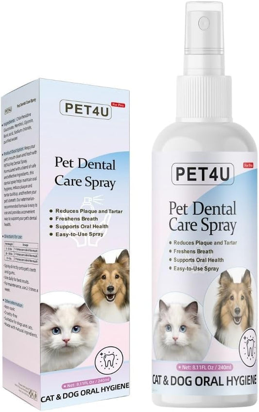 Dog Breath Freshener, 8 oz - Fights Plaque, Tartar & Bad Breath - Gentle Gum Care & pH Balance - Dog Dental Care for Cat and Dog - No-Brush Solution-PawvioPets