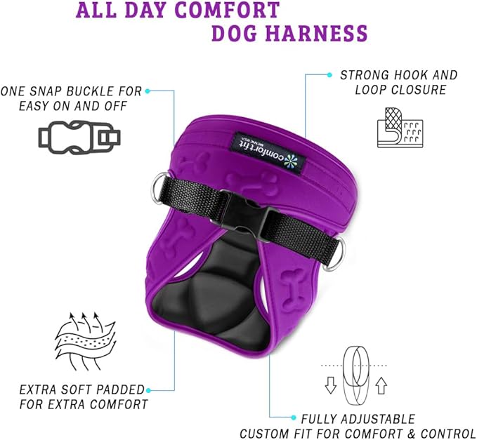 Comfort Fit Dog Harness No Pull with Adjustable Buckles Soft Padded Reflective Choke Step-in Pet Vest with Easy Control Handle for Small Medium Large Dogs & Puppies for Walking Running Training-PawvioPets