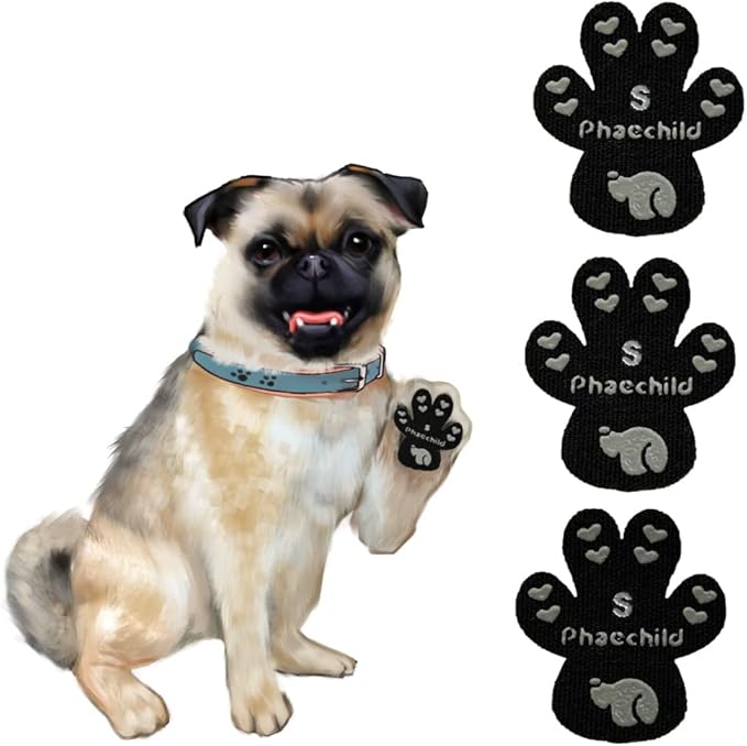 Dog Paw Pads Anti-Slip Grips,Dog Paw Protectors for Senior Dogs on Hot Pavement,Provides Traction to Keep Them from Slipping on Smooth Floors 20 sets-80 Pads Black S-PawvioPets
