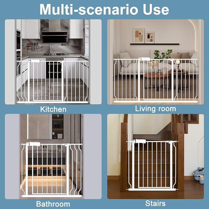 Extra Wide Baby Gate 4.72in Extensions Walk Through Baby Gate Pressure Mount Auto Close Child Safety Gates (White, Extension-4.72"/12cm)-PawvioPets