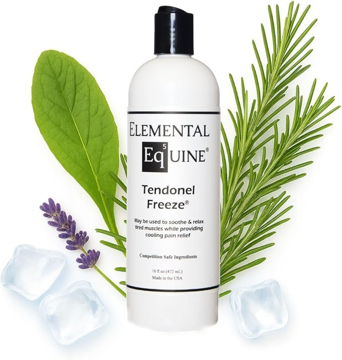 Elemental Equine Tendonel Freeze 16oz Liniment Rub for Horses - Soothe and Relax Tired Muscles While Providing Cooling Relief and Reduced Stiffness-PawvioPets