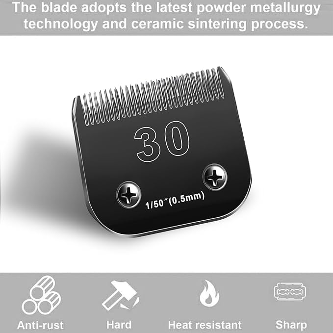30 Blades Dog Grooming Blades Compatible with Andis/Oster A5/Wahl KM-10 Series Dog Clippers,Detachable Dog Clipper Replacement Blades,Black,(30#/2PCS)-PawvioPets