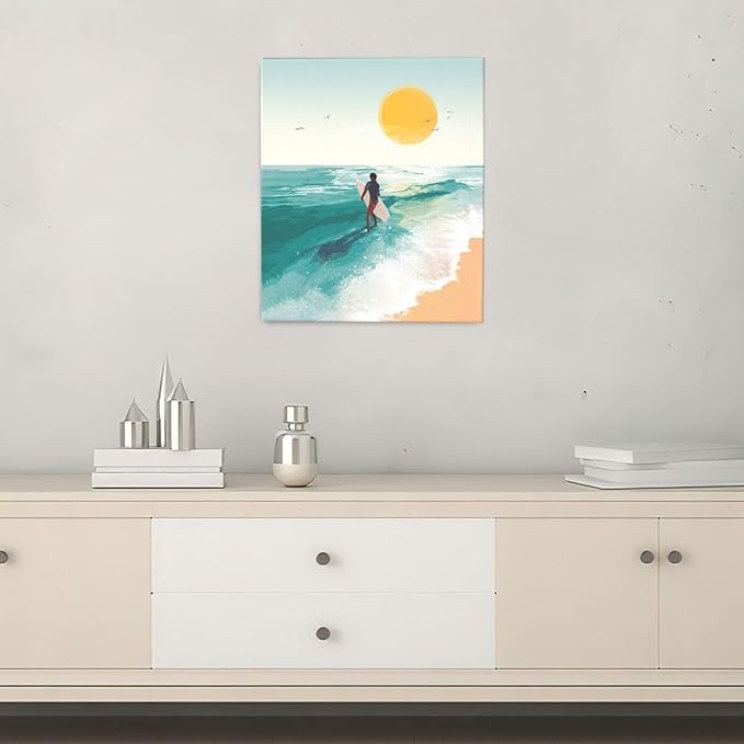 Beach Starfish Wall Decor Ocean Starfish Wall Art Sunset Scenery Coastal Theme Pictures Canvas Nature Seascape Painting Print Framed Artwork Decorations for Home Bathroom Living Room Bedroom Office 24"x20"-PawvioPets