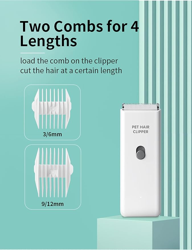 Dog Cat Home Hair Waterproof Clipper Portable Electric USB Rechargeable Pet Grooming Tools Low Noise Shaver Cordless Trimmer for Small and Large Pets-PawvioPets