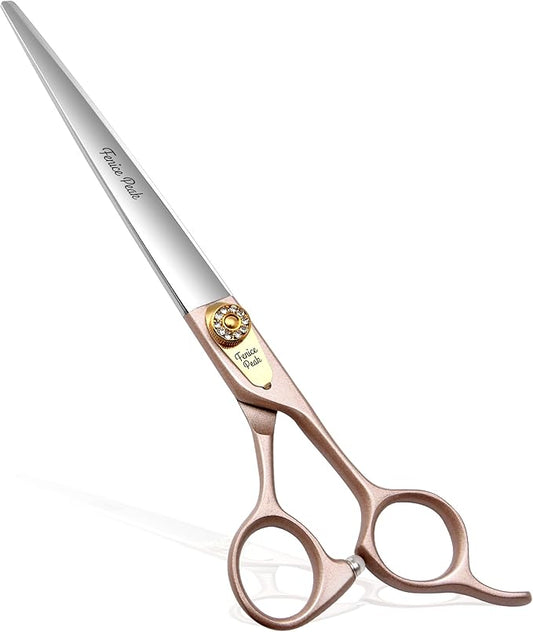 Fenice Peak 7.5'' Dog Straight Scissors for Grooming 440C Stainless Steel Rose Gold Professional Pet Trimming Scissors Sharp Blades Cutting for Dogs and Cats Shears-PawvioPets