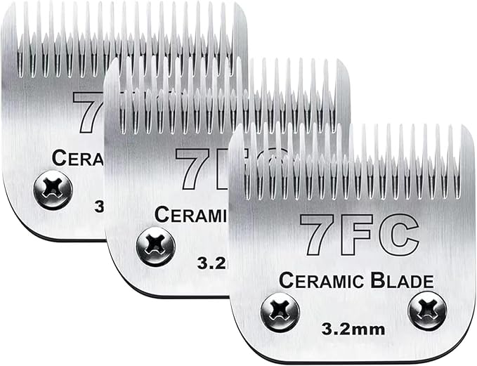 3pcs 7FC Blades Dog Grooming Replacement Blades Compatible with Andis Dog Clipper,Ceramic Blade & Stainless Steel Blade-PawvioPets