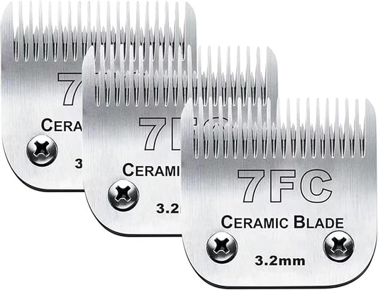 3pcs 7FC Blades Dog Grooming Replacement Blades Compatible with Andis Dog Clipper,Ceramic Blade & Stainless Steel Blade-PawvioPets