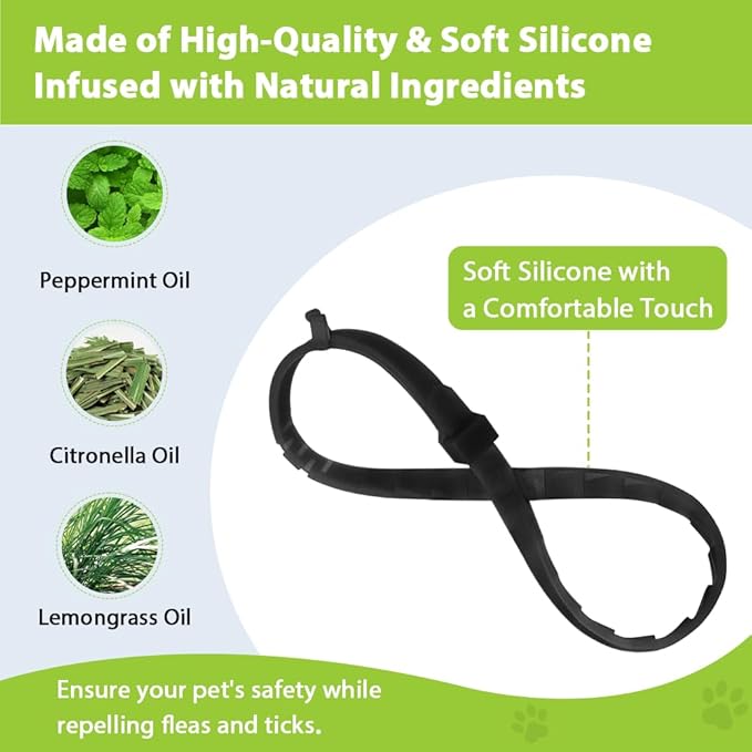 4 Pack Flea and Tick Collar for Cats, Natural Plant Oil Formula Cat Flea Collar Provides 32-Month Protection for Flea Tick Prevention, Waterproof & Adjustable Cat Flea Treatment for Most Cats-PawvioPets