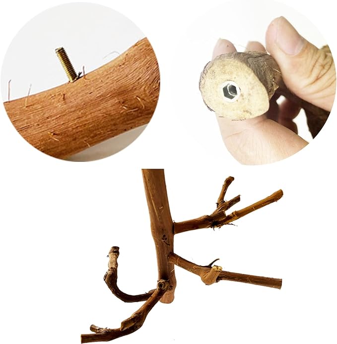 Allazone Natural Parrot Perch Bird Stand Branch Wild Grape Stick Paw Grinding Branch Parakeet Climbing Standing Branches Toy Chewable Cage Accessories for Small Lovebirds Budgies Cockatiels-PawvioPets