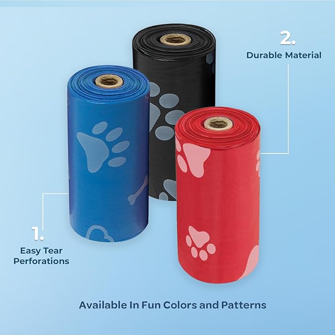 Best Pet Supplies Dog Poop Bags (900 Bags) for Waste Refuse Cleanup, Doggy Roll Replacements for Outdoor Puppy Walking and Travel, Leak Proof and Tear Resistant, Thick Plastic - Assorted Colors-PawvioPets