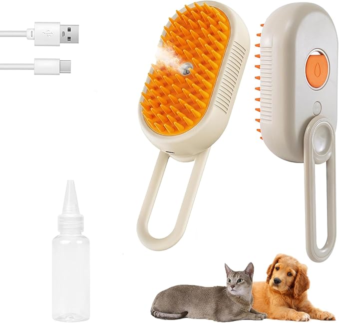 4-in-1 Cat Steam Brush for Shedding & Grooming, Spray Hair Removal Comb, Cat Brush for Massage, Pet Grooming Comb Hair Removal Tool for Cats and Dogs-PawvioPets