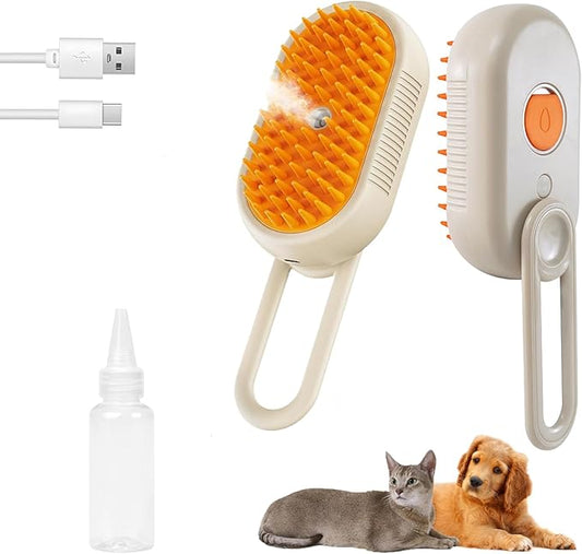 4-in-1 Cat Steam Brush for Shedding & Grooming, Spray Hair Removal Comb, Cat Brush for Massage, Pet Grooming Comb Hair Removal Tool for Cats and Dogs-PawvioPets