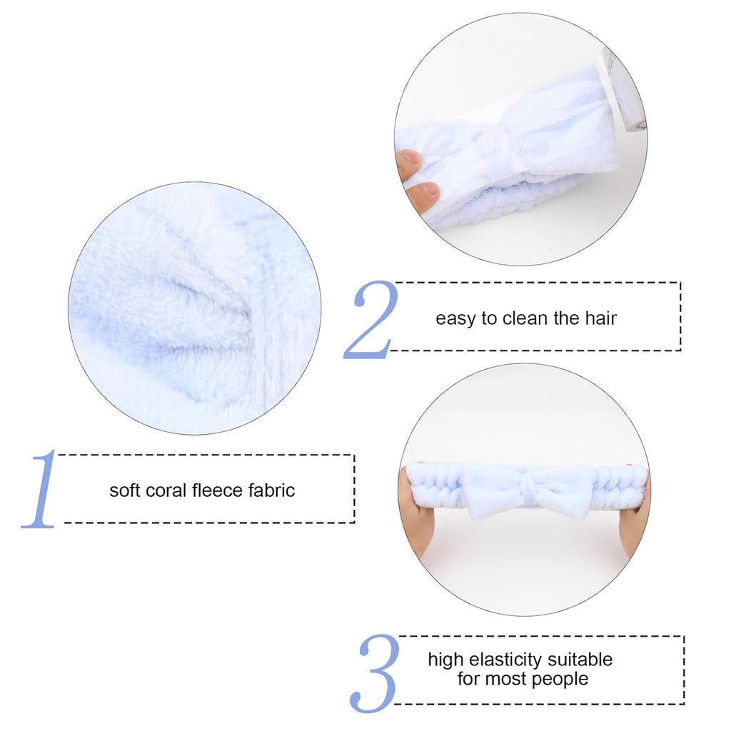 Semato 8 Pcs Blue Spa Headband Bachelorette Party Favor Set Skincare Headbands for Women Gifts and Party Supplies (Blue)