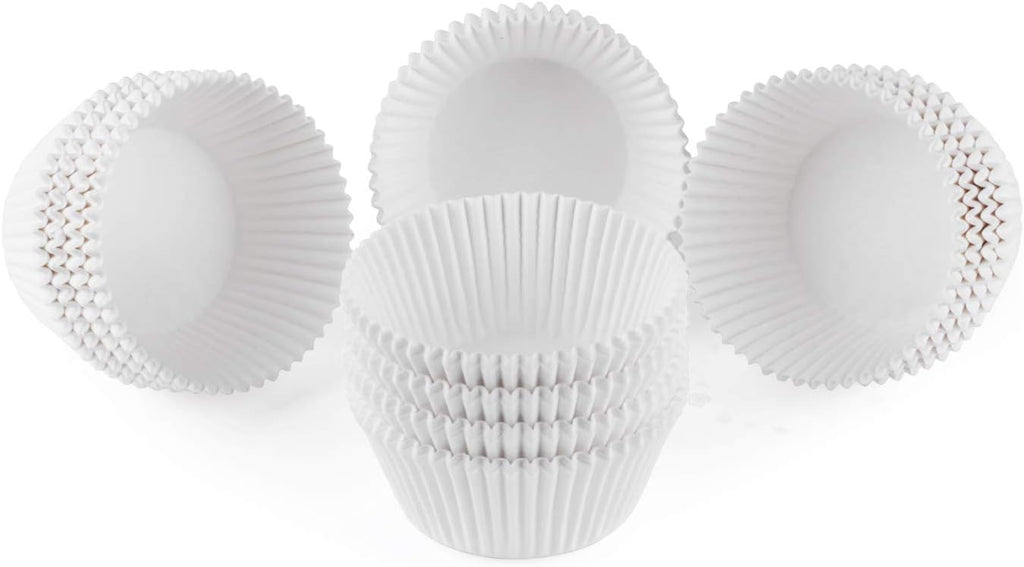 Caperci Standard White Cupcake Liners 500 Count, No Smell, Food Grade & Grease-Proof Baking Cups Paper