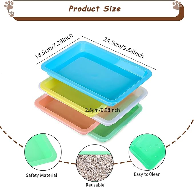 5pcs Kitten Litter Box, Small Cat Litter Box with Scooper, Small Litter Pan Low Entry Shallow Plastic Litter Tray Portable Cat Waste Tray Open Travel Kitten Boxes for Small Pet Rabbit Newborn Cat-PawvioPets