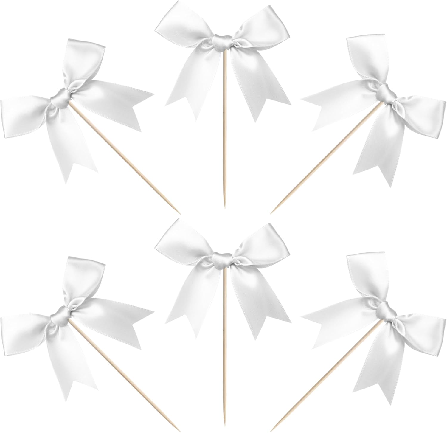 24 PCS Bow Cupcake Toppers Bow Cupcake Picks Bowknot Birthday Party Decorations Bowknot Cake Dessert Picks for Baby Shower Birthday Wedding Bridal Engagement Party Cake Decorations Supplies Silver